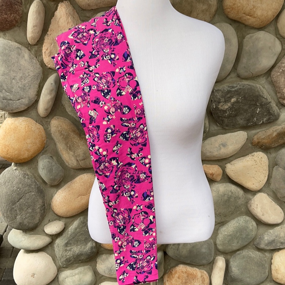 LuLaRoe OS One Size Pink Floral Leggings NWT